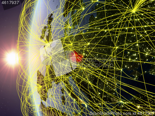 Image of Czech republic from space with network