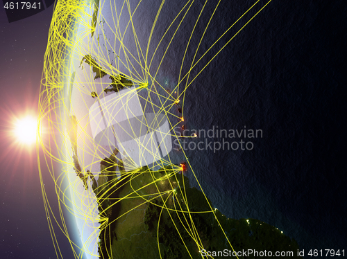 Image of Caribbean from space with network