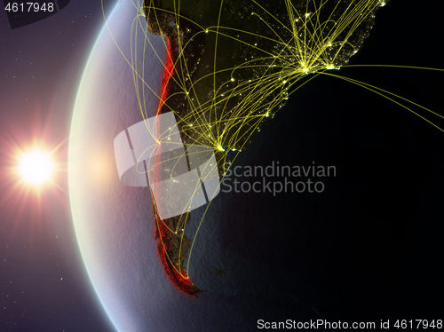 Image of Chile from space with network