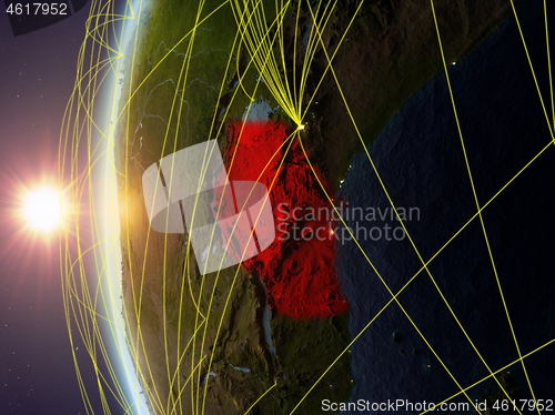 Image of Tanzania from space with network