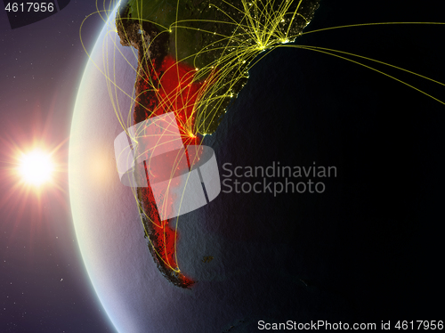 Image of Argentina from space with network