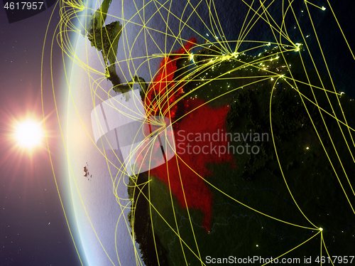 Image of Colombia from space with network