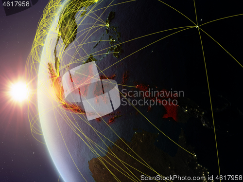 Image of Indonesia from space with network