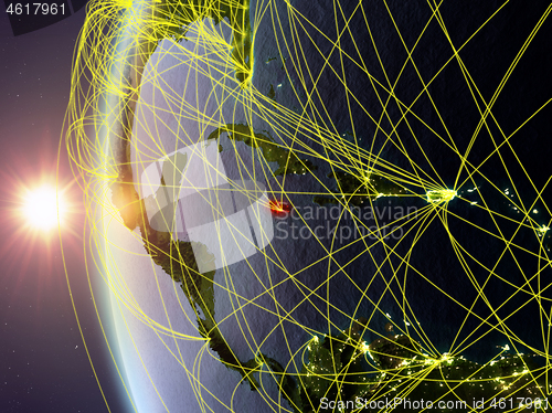 Image of Jamaica from space with network