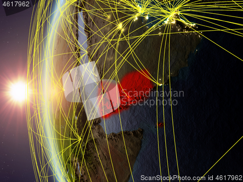 Image of Yemen from space with network