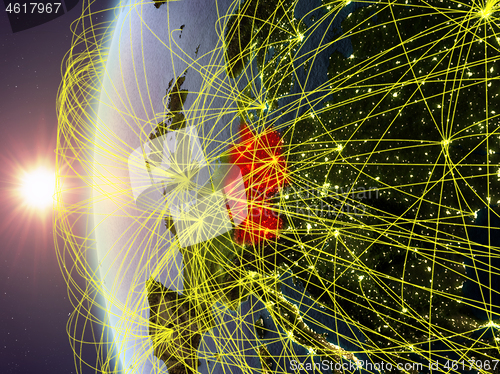 Image of Germany from space with network