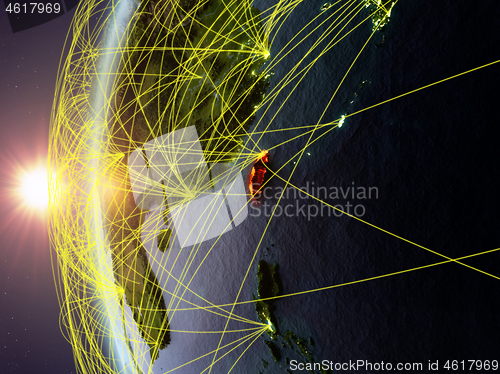 Image of Taiwan from space with network