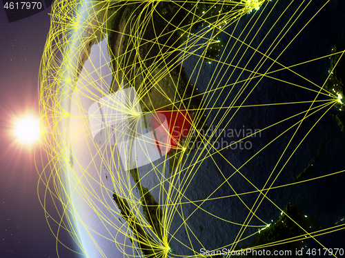 Image of Cambodia from space with network