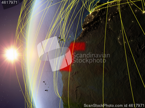 Image of Western Sahara from space with network