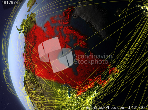 Image of Canada from space with network