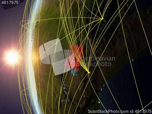 Image of Uganda from space with network