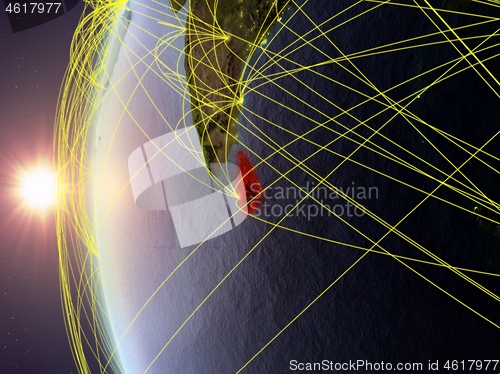 Image of Sri Lanka from space with network