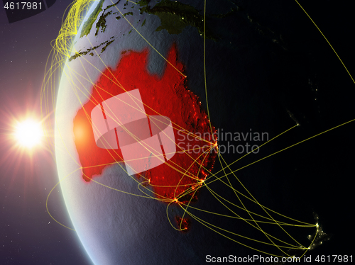 Image of Australia from space with network