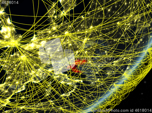 Image of Croatia on dark Earth with network