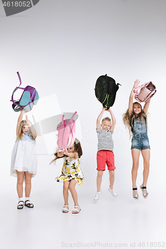 Image of Happiness group of cute and adorable students are back to school