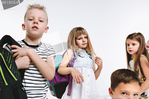 Image of Happiness group of cute and adorable students are back to school