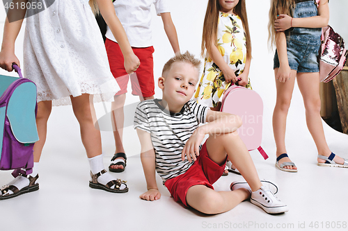 Image of Happiness group of cute and adorable students are back to school