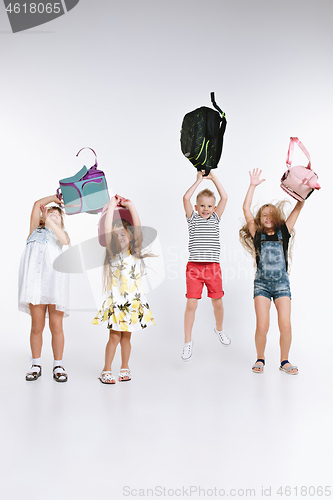 Image of Happiness group of cute and adorable students are back to school