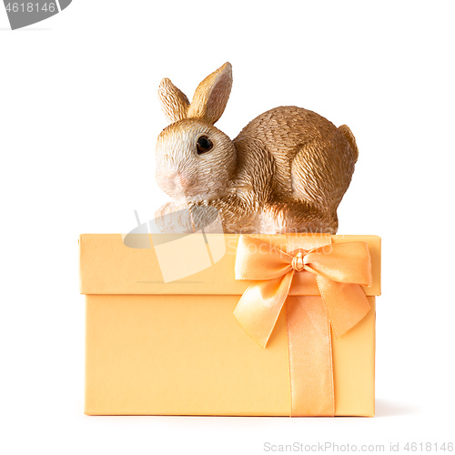 Image of easter bunny on an orange gift box
