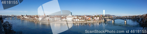 Image of panoramic view Basel Swiss with river Rhine