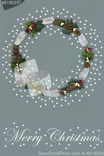 Image of Merry Christmas Snowflake Wreath 