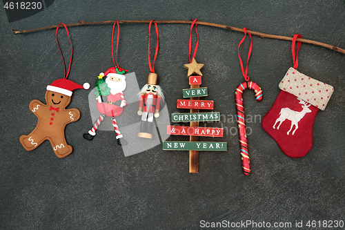 Image of Hanging Retro Christmas Tree Decorations