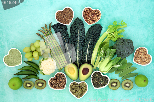 Image of Healthy Heart Food Selection with Green Foods