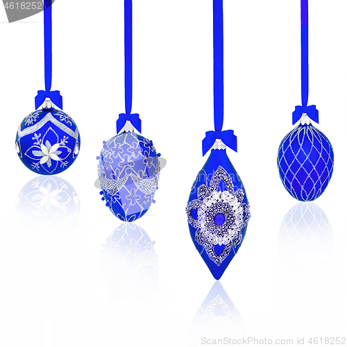 Image of Luxury Blue Christmas Bauble Decorations  