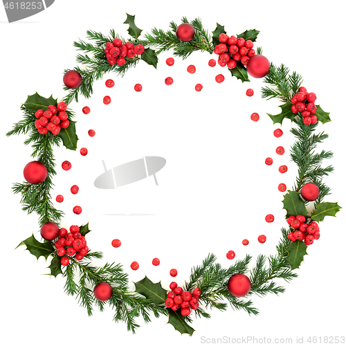 Image of Winter & Christmas Wreath with Red Holly Berries