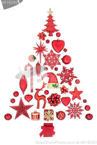 Image of Abstract Christmas Tree with Red & Gold Decorations