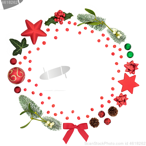 Image of Christmas Wreath Abstract with Flora & Baubles