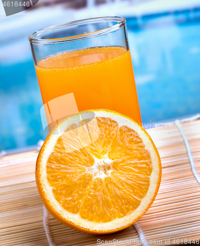 Image of Fresh Orange Juice Represents Swimming Pool And Liquid 