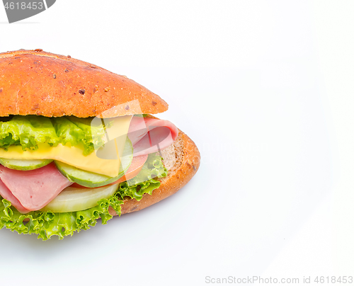 Image of Salad Sandwich Roll Represents White Space And Bread 