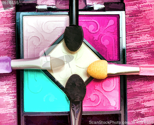 Image of Eye Makeup Brushes Means Beauty Products And Cosmetic 