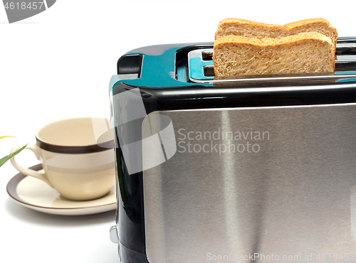 Image of Bread Toaster Represents Morning Meal And Breakfast 