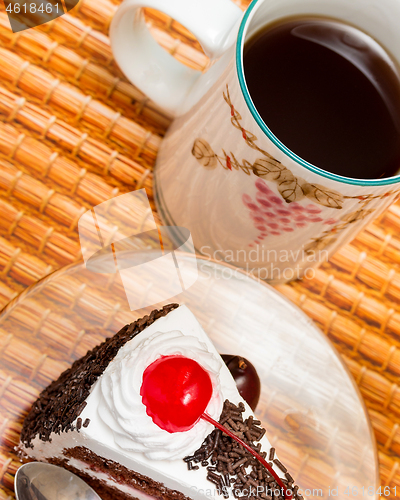 Image of Black Forest Cake Indicates Coffee Break And Beverages 