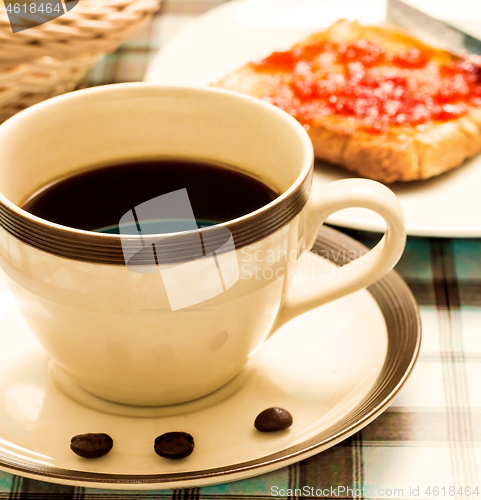 Image of Coffee With Toast Shows Toasted Bread And Breakfast 