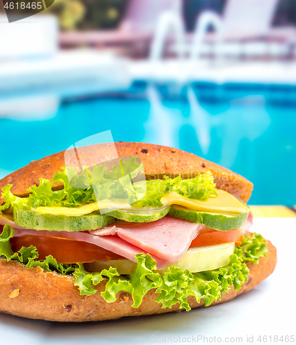 Image of Ham Roll Juice Indicates Swimming Pool And Beverage 