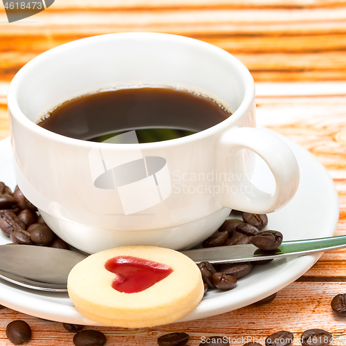 Image of Heart Cookie Coffee Shows Delicious Cracker And Crackers 