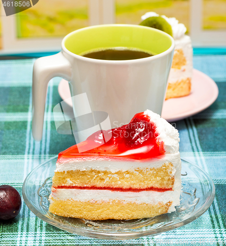 Image of Coffee And Cake Means Delicious Cakes And Yummy 