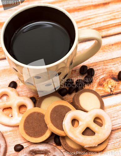 Image of Coffee Break Cookies Shows Snack Caffeine And Refreshment 