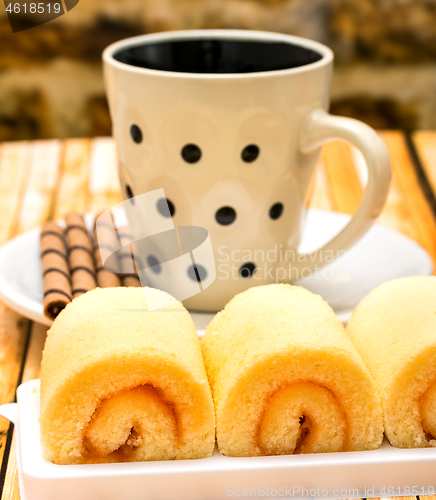 Image of Orange Cakes Coffee Indicates Swiss Rolls And Break 