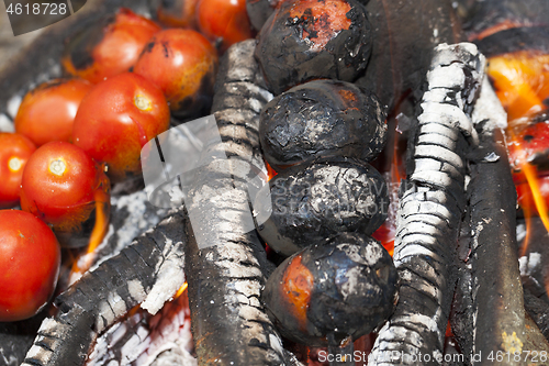 Image of fried vegetables on a fire