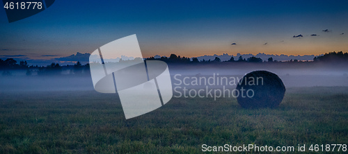 Image of Evening fog in european field