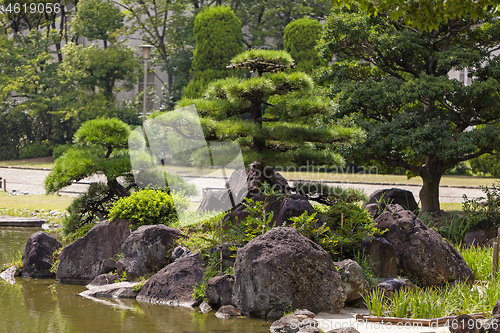 Image of Beautiful japanese traditional park in summer time