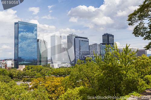 Image of View of Osaka from Osaka Castle, Japan.