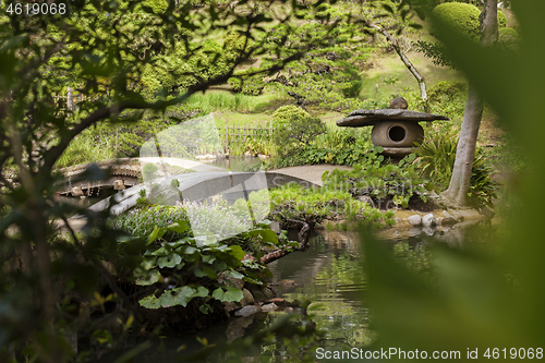 Image of Beautiful japanese traditional park in summer time