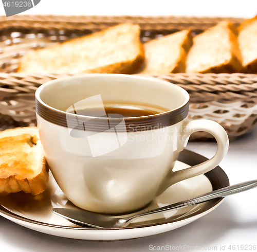 Image of Bread And Coffee Means Morning Meal And Beverage 