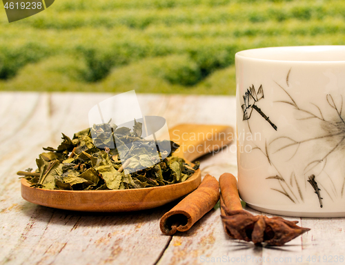 Image of Chinese Green Tea Represents Break Time And Breaktime 
