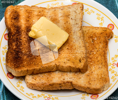 Image of Butter Toast Slices Shows Meal Time And Beverages 